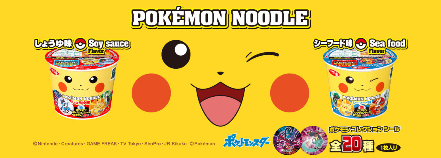 Pokemon Noodles Ramen Pikachu Stickers Instant Soy Sauce Seafood 2 Flavors Japan