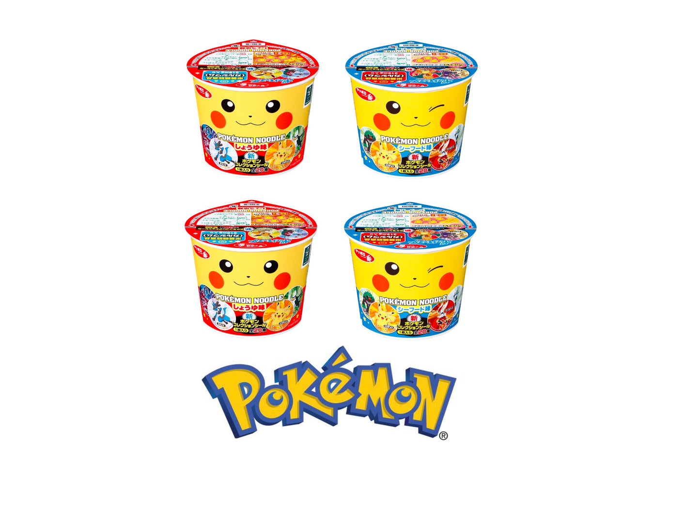 Pokemon Noodles Ramen Pikachu Stickers Instant Soy Sauce Seafood 2 Flavors Japan