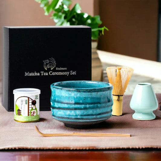 Japanese Matcha Green Tea Bowl Scoop Chasen Whisk Powder Ceremony Set Houkouen