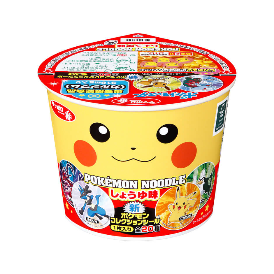 Pokemon Noodles Ramen Pikachu Stickers Instant Soy Sauce Seafood 2 Flavors Japan