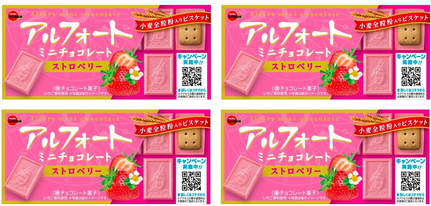 Japanese Chocolate Strawberry ALFORT Biscuits Candy Sweet Sour Snack Bourbon 55g