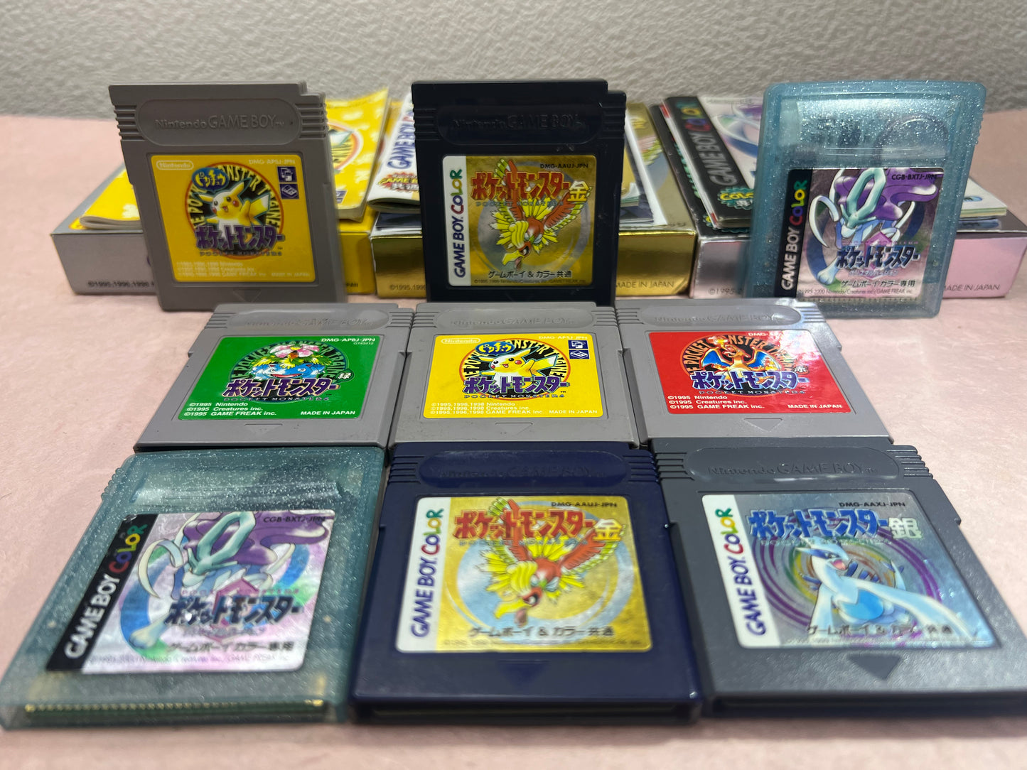 Japanese Pokemon Crystal Gold Silver Yellow Green Red GameBoy Color Used Game Japan 9 Cartridge NTSC-J