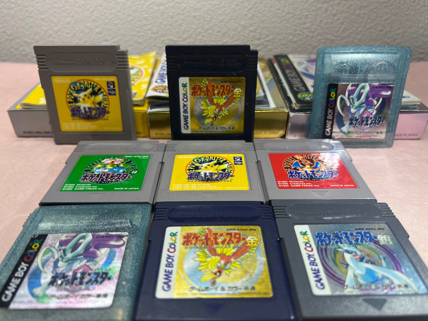 Japanese Pokemon Crystal Gold Silver Yellow Green Red GameBoy Color Used Game Japan 9 Cartridge NTSC-J