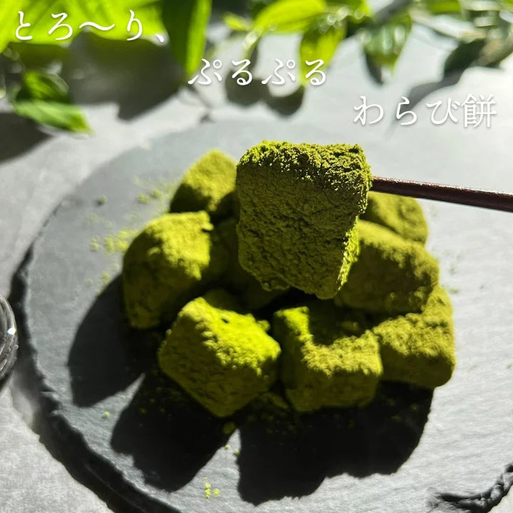 Japanese Matcha Mochi Rice Cake Warabi Powder Green Tea Sweet Syrup Rikyuen 210g