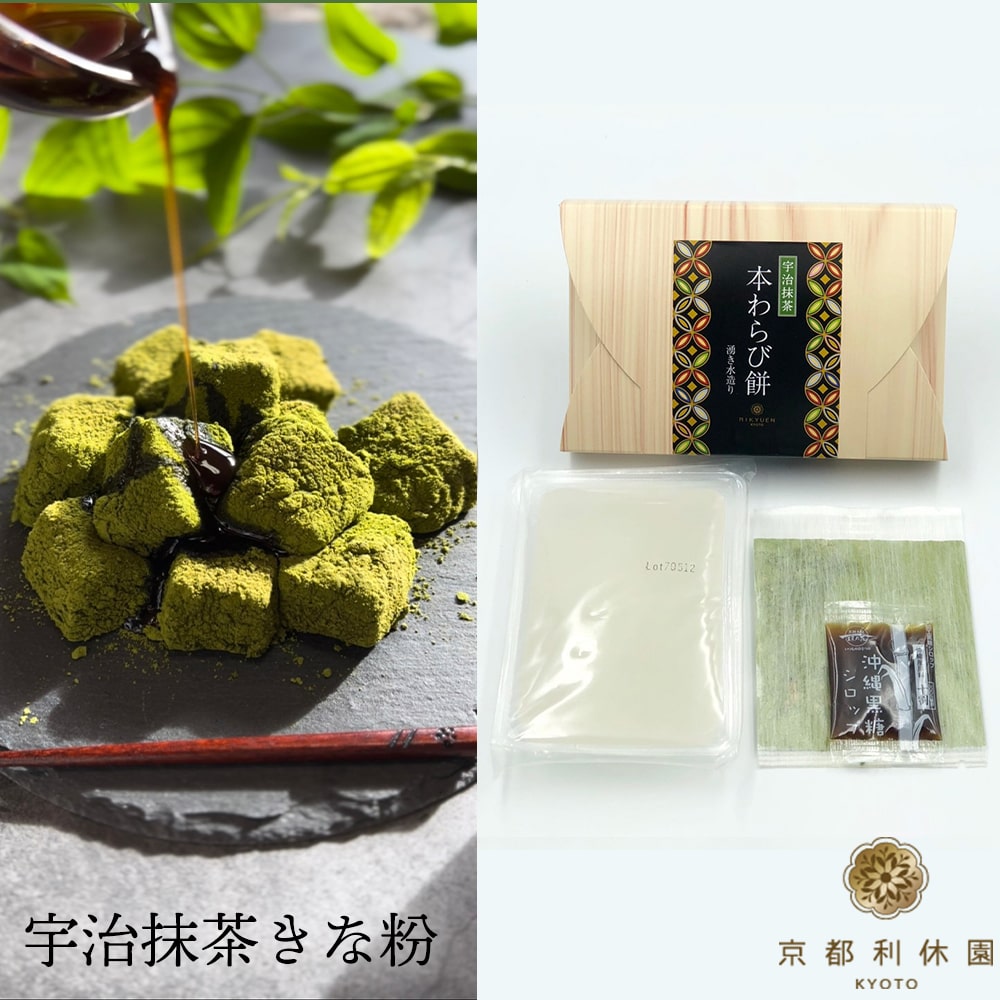 Japanese Matcha Mochi Rice Cake Warabi Powder Green Tea Sweet Syrup Rikyuen 210g