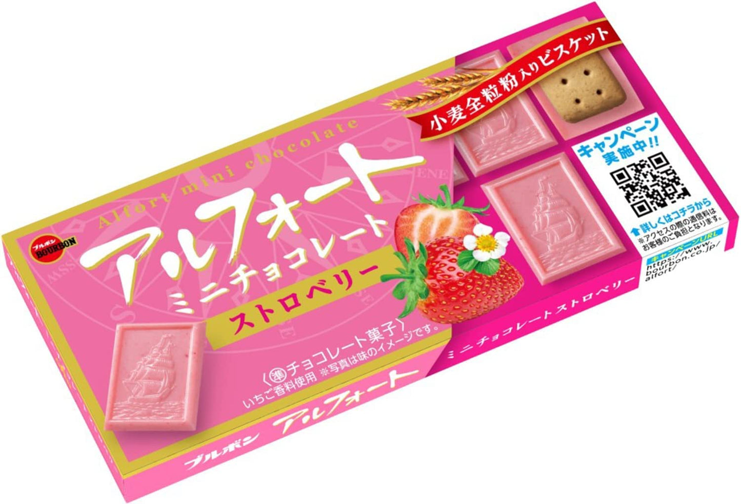 Japanese Chocolate Strawberry ALFORT Biscuits Candy Sweet Sour Snack Bourbon 55g