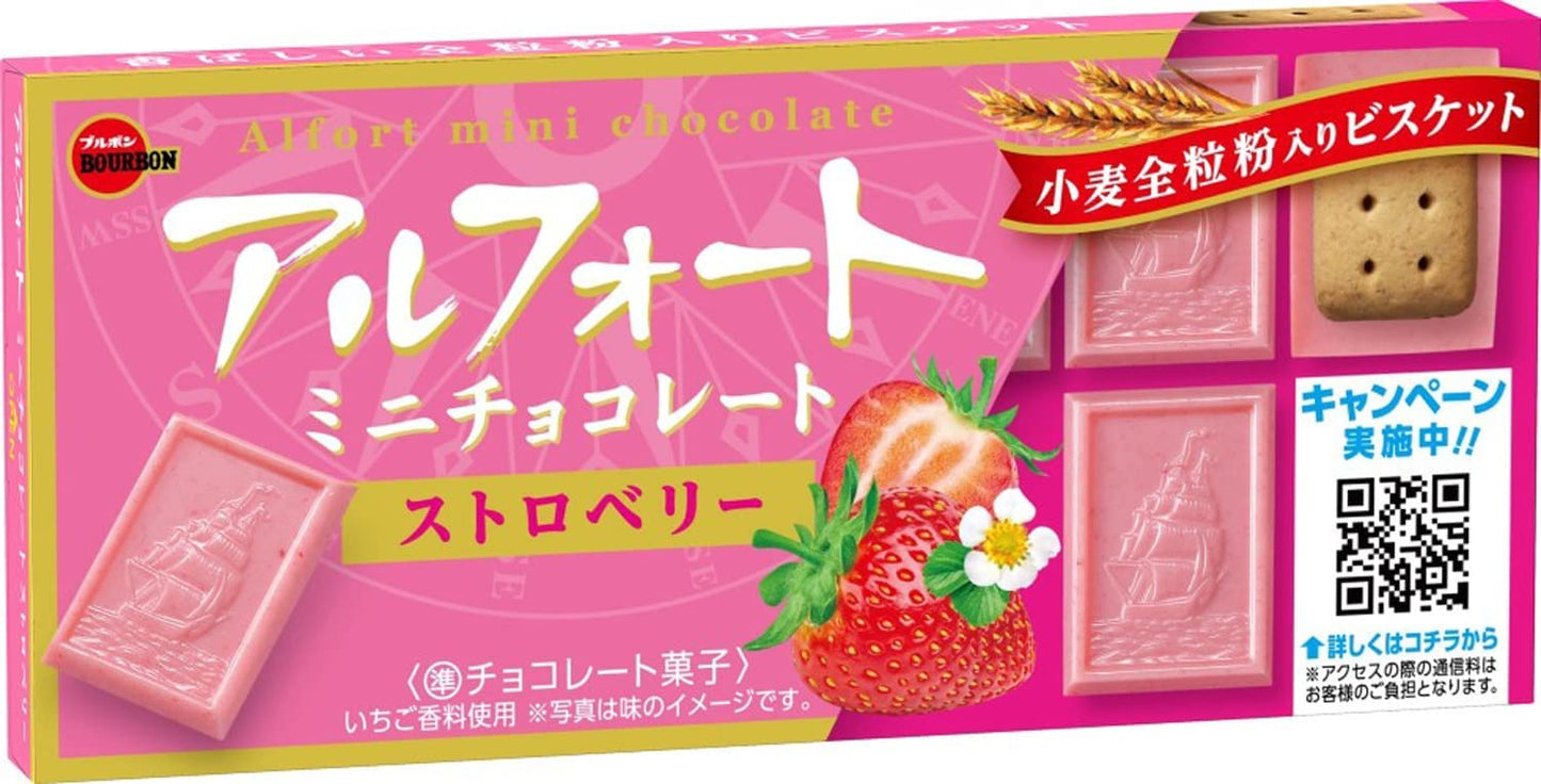 Japanese Chocolate Strawberry ALFORT Biscuits Candy Sweet Sour Snack Bourbon 55g