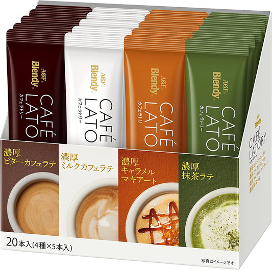 AGF Blendy Cafe Latory Latte Drink Matcha Caramel Milk Macchiato 20 Sticks Japan