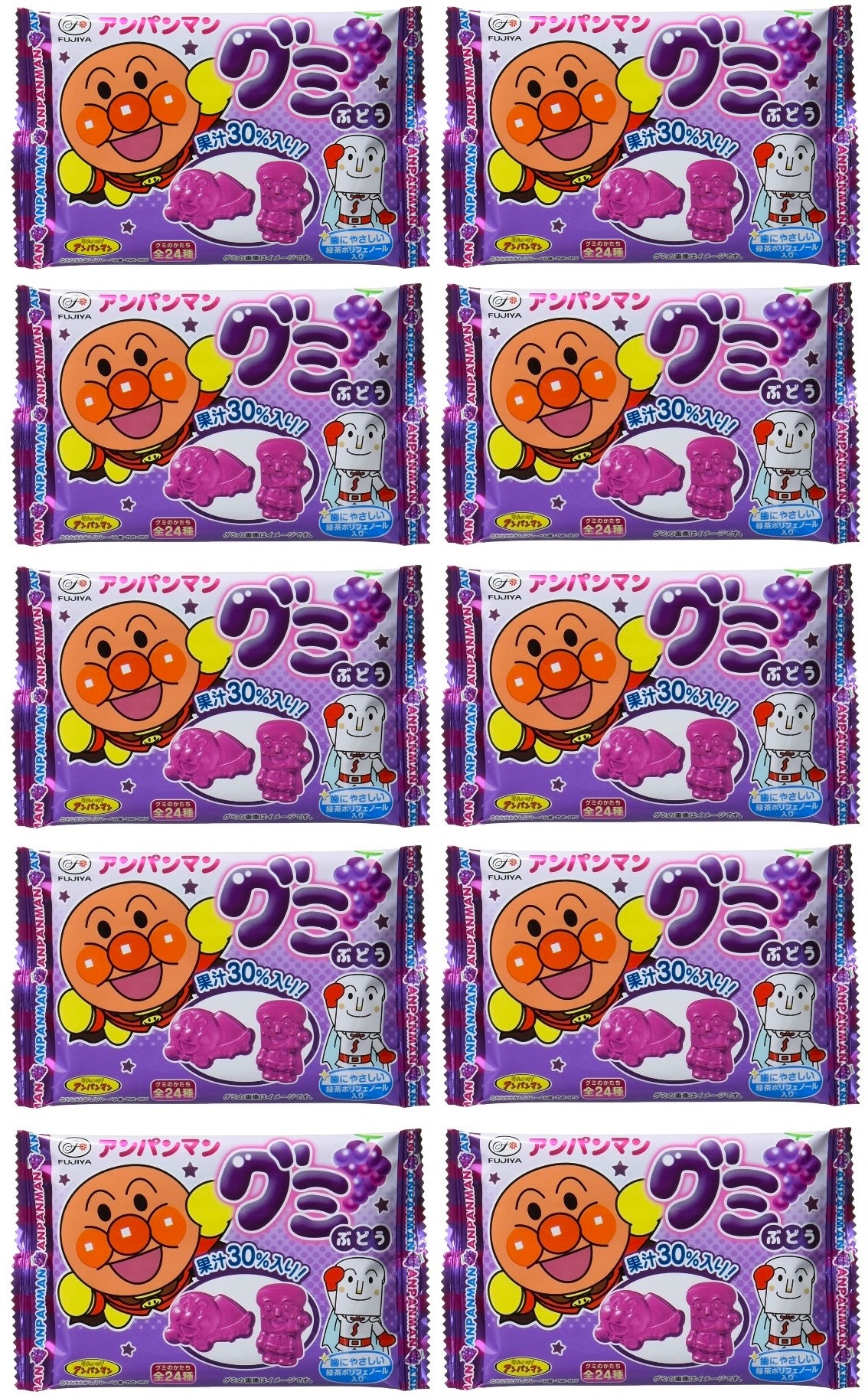 FUJIYA ANPANMAN Gummy Grape Fruits Candy Sweet Character Dagashi Snack Japan 19g