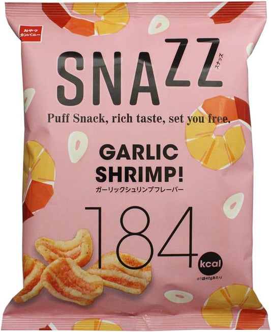 Japanese Snack Garlic Shrimp SNAZZ Puffed Non Fried Food Crunch Oil Oyatsu 40g