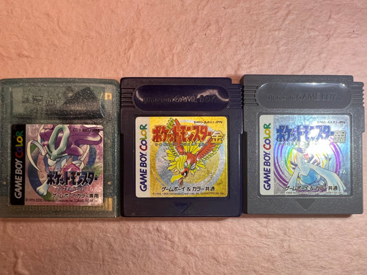 Pokemon Crystal Gold Silver Gameboy Color USED Game Boy Lot 3 Japanese Authentic