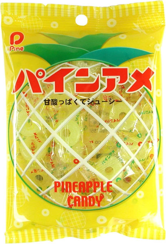 Japanese Pineapple Candy Hard Pine Ame Apple Sweet Lollipop Toffee Ring Bag 120g