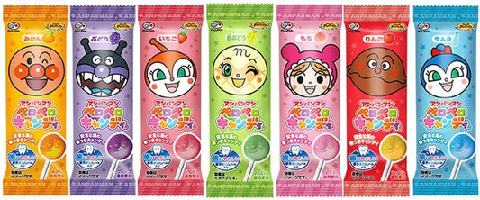 FUJIYA Anpanman Hard Candy Fruits Grape Sweet Lollipop 7 Flavors Toffee Japanese